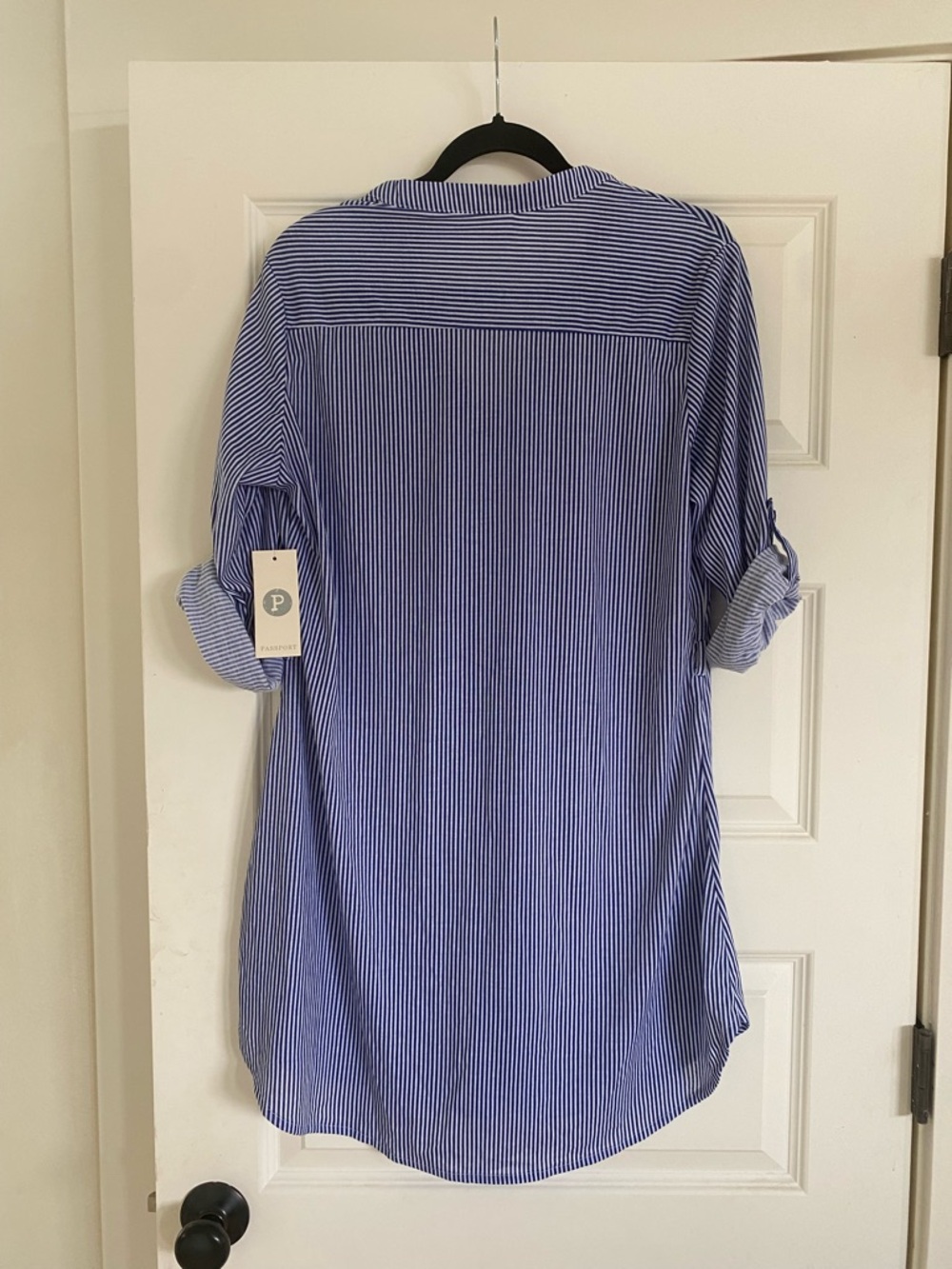 Passport Blue and White Striped Shirt Dress - Picture 2 of 4